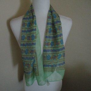 1980s spring green floral scarf